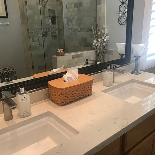 Beautiful new vanity countertop in Highland, CA from Stafford's Discount Carpets